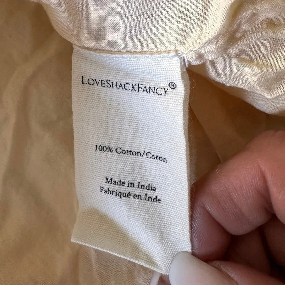 LoveShackFancy SZ SM Natasha Lace Ruffle‎ Mini Dress Cream Ivory Smocked Waist - Picture 14 of 15